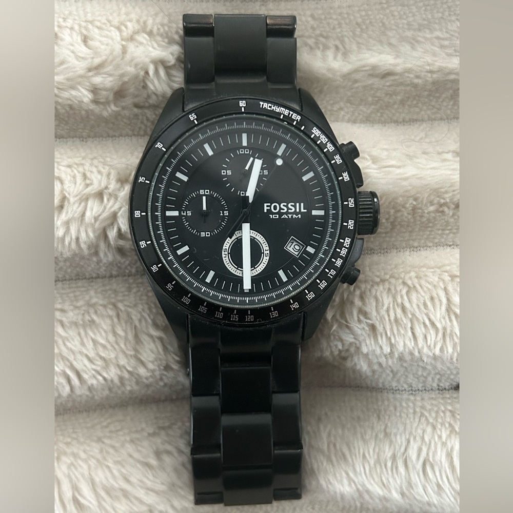Fossil Men's Chronograph Black Dial Black Watch CH2601